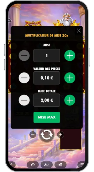 Réglage du montant de mise dans Gates of Olympus Super Scatter